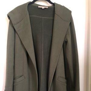 Loft hooded olive sweater/cardigan